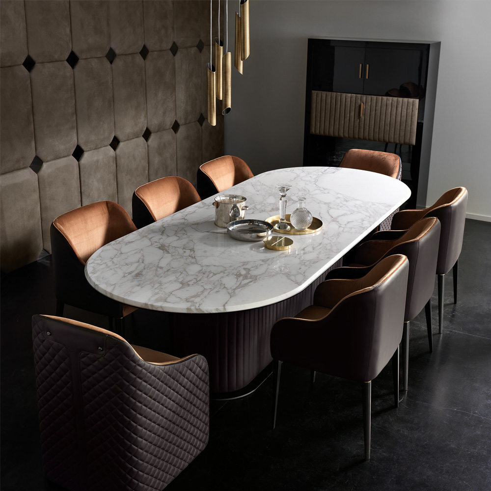 New Arrivals, High End Contemporary Italian Designer Marble Dining Set