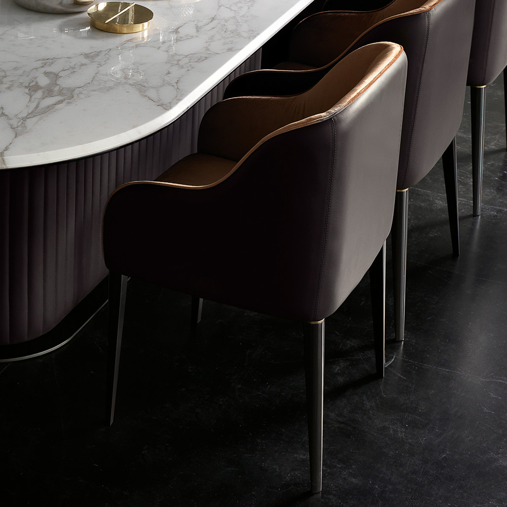High End Contemporary Italian Designer Marble Dining Set