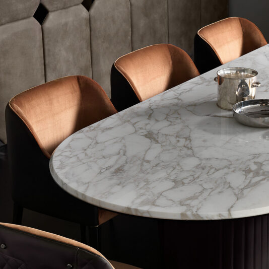 High End Contemporary Italian Designer Marble Dining Set