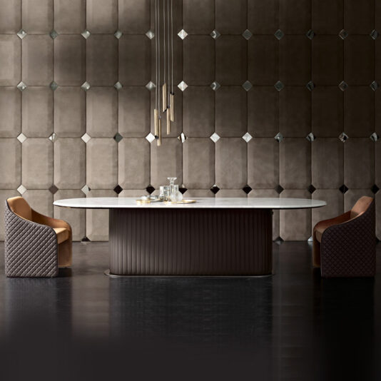 High End Contemporary Italian Designer Marble Dining Set