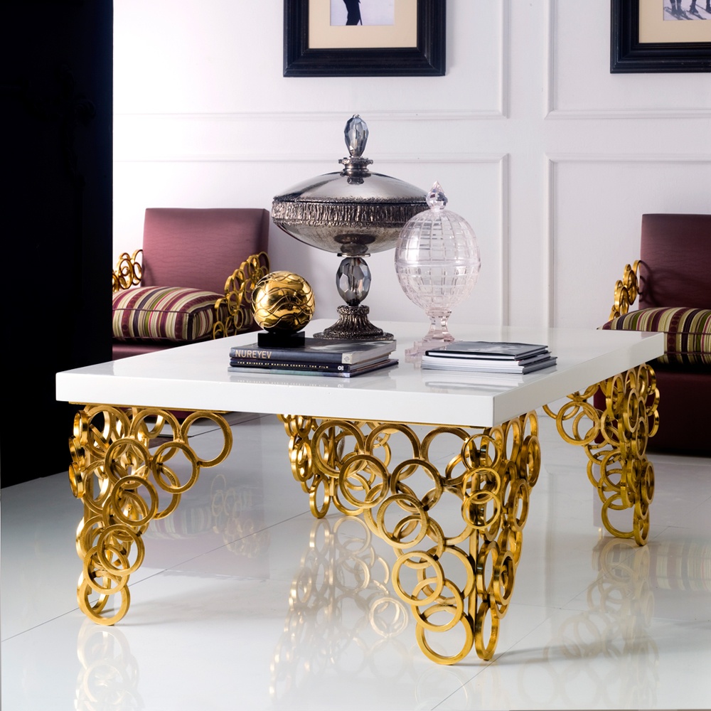 High End Contemporary Italian Gold Plated Coffee Table