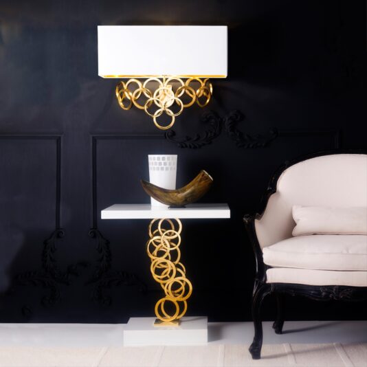 High End Contemporary Italian Gold Plated Console Table High End Contemporary Italian Gold Plated Wall Lamp