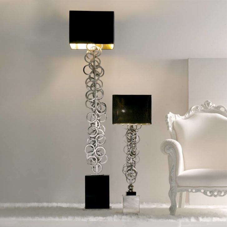 Large High End Contemporary Italian Silver Floor Lamp