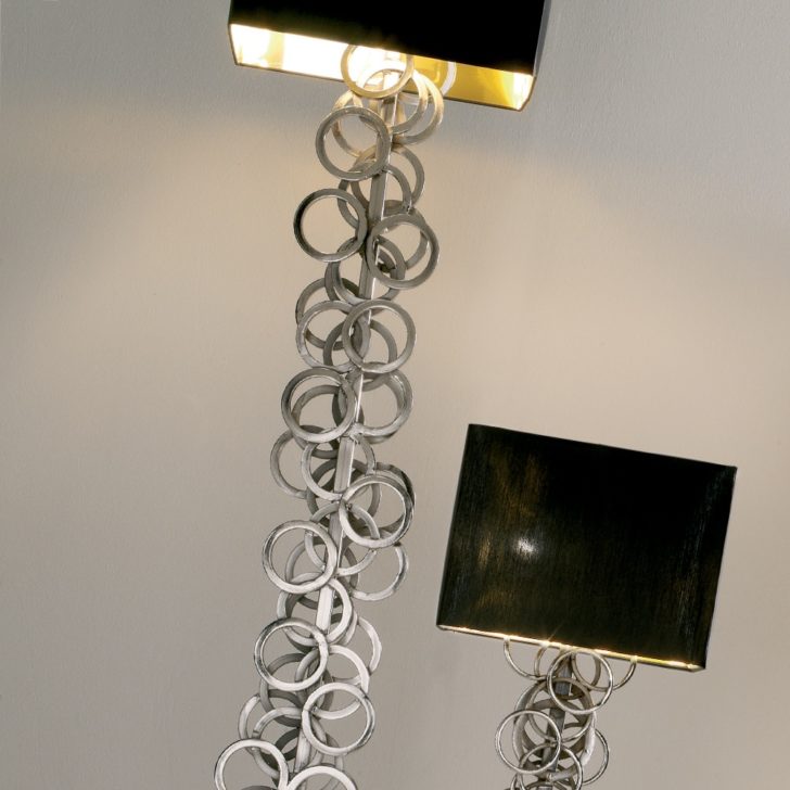 Large High End Contemporary Italian Silver Floor Lamp