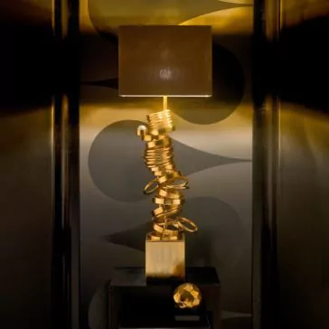 Large High End Handcrafted Contemporary Italian Gold Lamp Large High End Handcrafted Contemporary Italian Gold Lamp