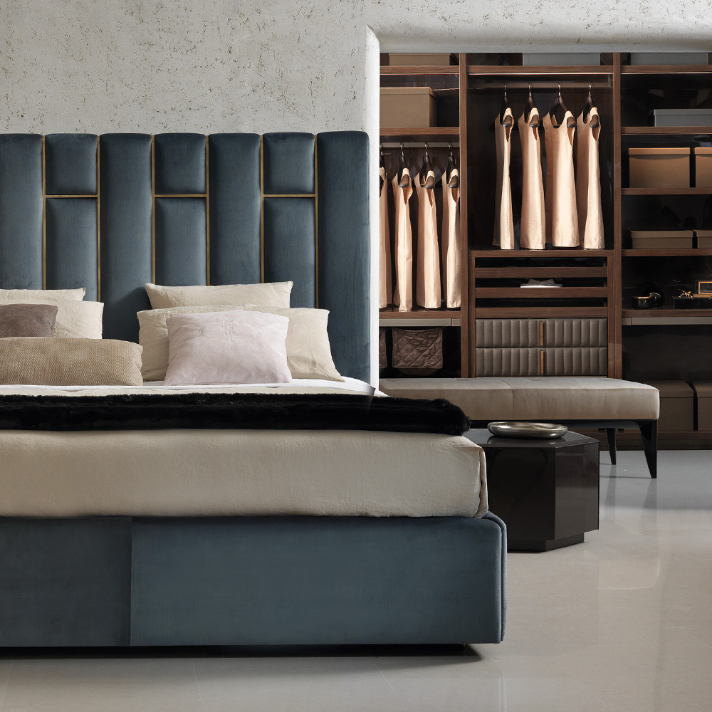 High End Italian Velvet Upholstered Designer Bed