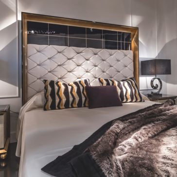 High End Luxury Lacquered Gold Leaf Bed