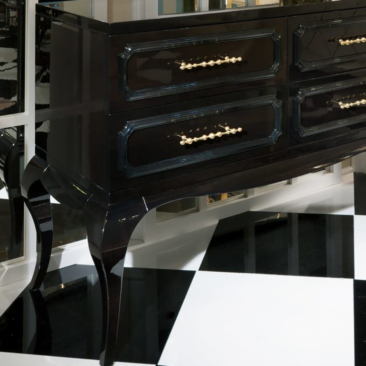 High End Modern Black Lacquered Drawers