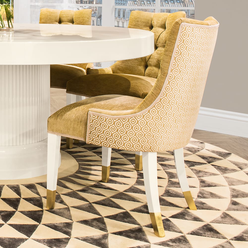 High End Modern Italian Upholstered Gold Dining Chair