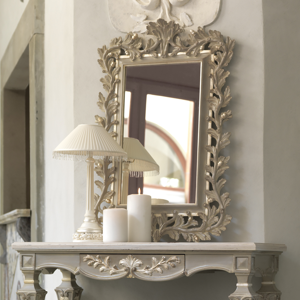 Italian Antiqued Ash Grey And Silver Mirror
