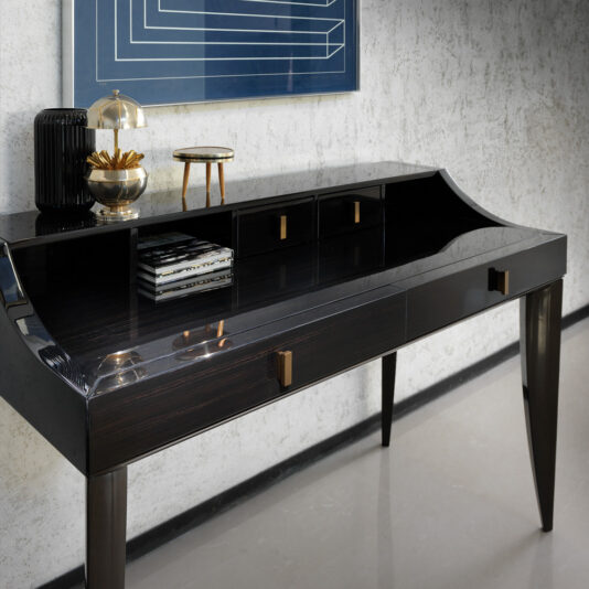 Italian Designer Ebony Veneer Writing Desk Italian Designer Ebony Veneer Writing Desk