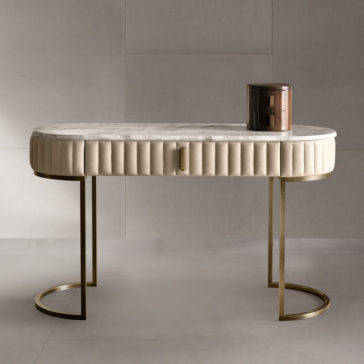 Italian Designer Leather Upholstered Modern Console Table Italian Designer Leather Upholstered Modern Console Table