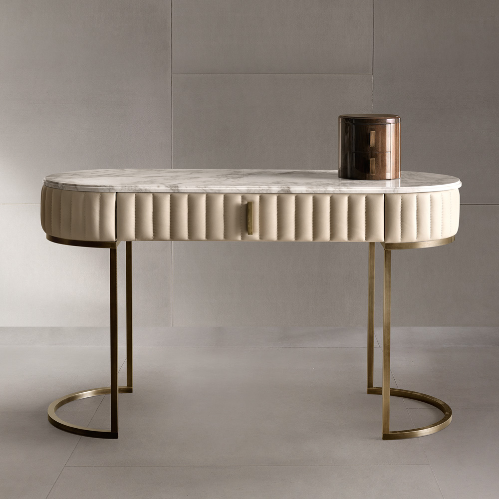 Small desks, Italian Designer Leather Upholstered Modern Console Table
