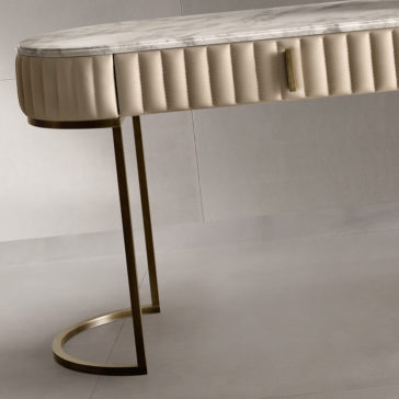 Italian Designer Leather Upholstered Modern Console Table Italian Designer Leather Upholstered Modern Console Table