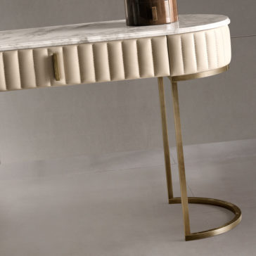 Italian Designer Leather Upholstered Modern Console Table Italian Designer Leather Upholstered Modern Console Table