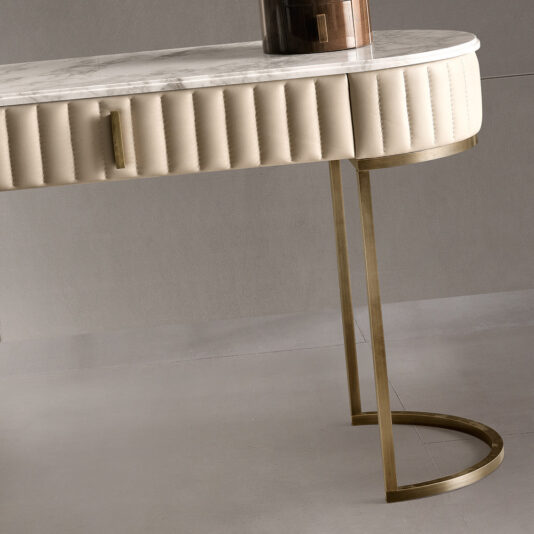 Italian Designer Leather Upholstered Modern Console Table Italian Designer Leather Upholstered Modern Console Table