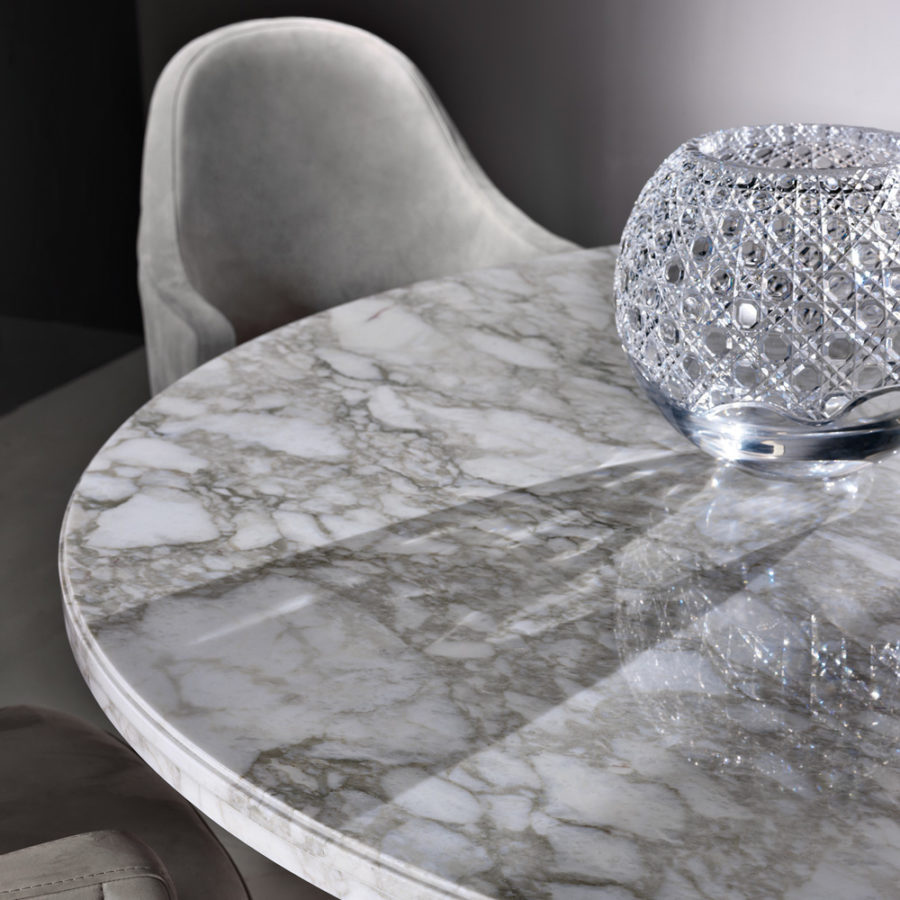 Italian Designer Marble Round Dining Table And Chairs Set
