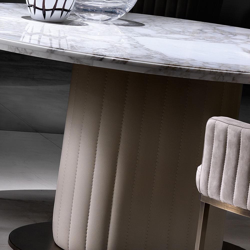 Italian Designer Marble Round Dining Table And Chairs Set