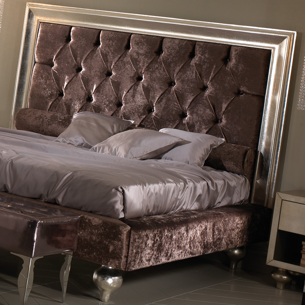 Italian Designer Velvet Button Upholstered Bed