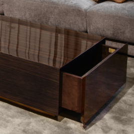Italian Designer Walnut Veneer Storage Box Coffee Table