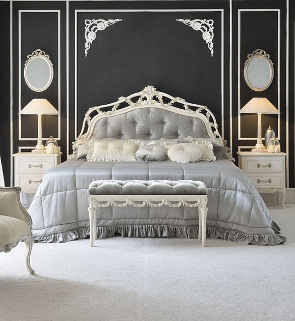 Italian Reproduction Button Upholstered Bed