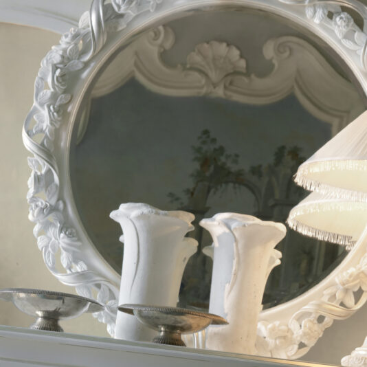 Italian Rose And Ribbon Reproduction White Wall Mirror Italian Rose and Ribbon Reproduction White Wall Mirror