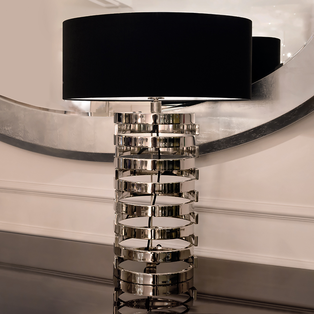 Large Nickel Contemporary Table Lamp