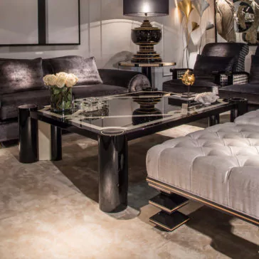 Large Black Lacquered Bird's Eye Maple Coffee Table Large Black Lacquered Bird's Eye Maple Coffee Table