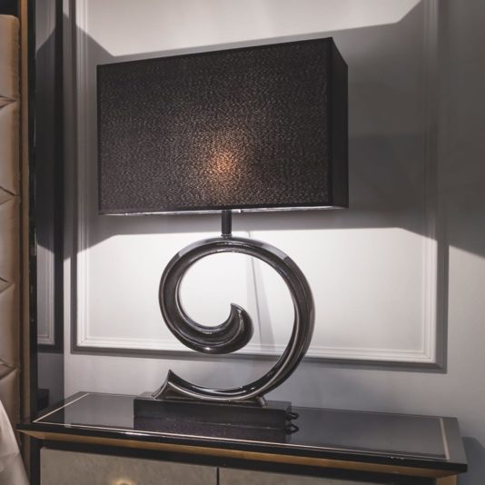 Modern Black Granite Table Lamp