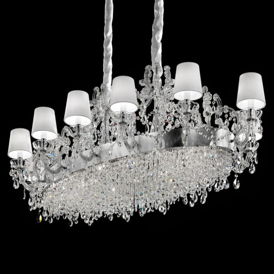 Large Classic Silver Oval Crystal Chandelier