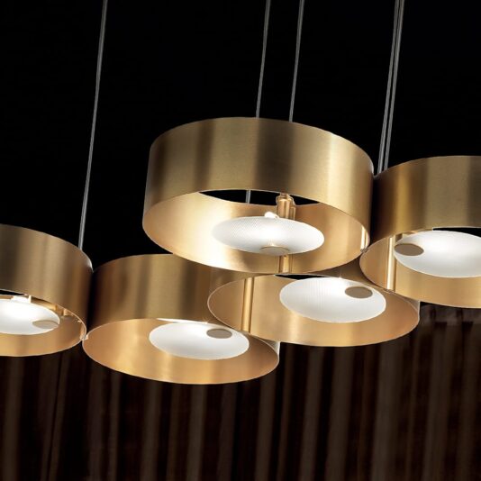 Contemporary Italian Gold-Plated Suspension Light