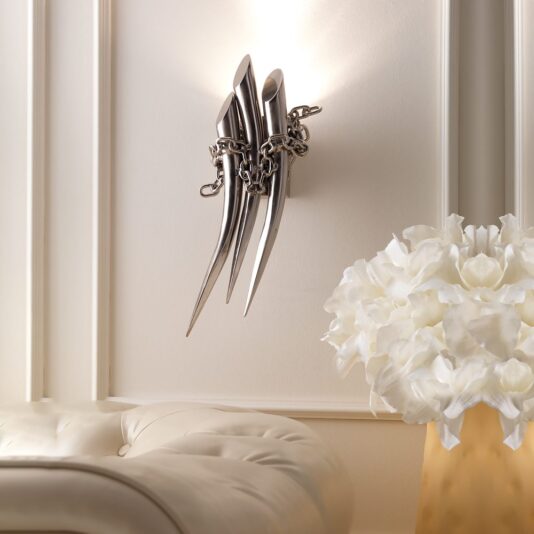 Large Contemporary Italian Silver Wall Light Large Contemporary Italian Silver Wall Light