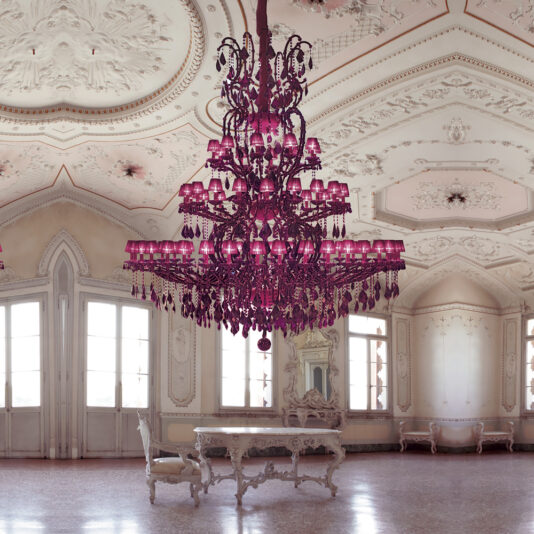 Large Fuchsia Pink Glass Chandelier Large Fuchsia Pink Glass Chandelier