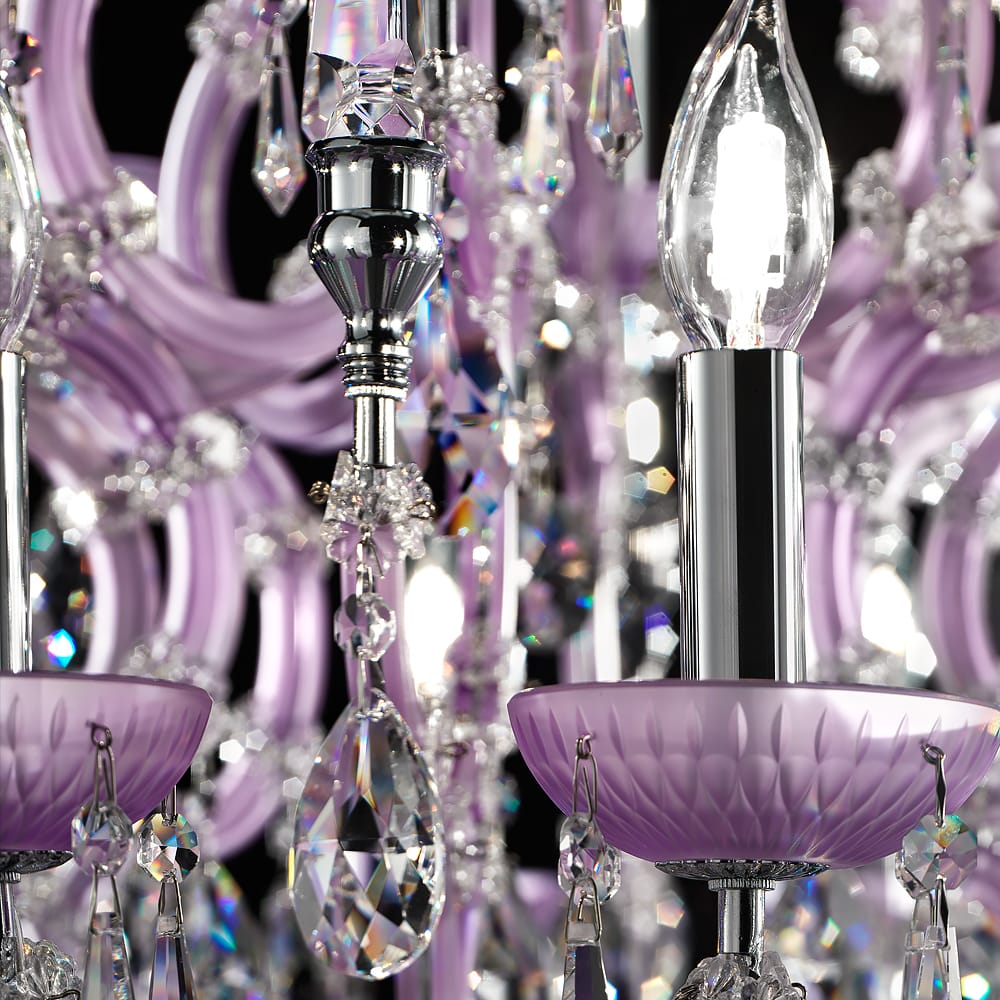 Large Hand Crafted Italian Lilac Crystal Chandelier