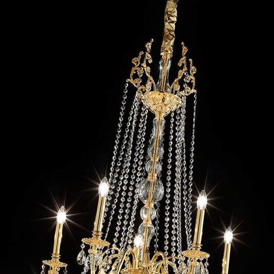 Large Italian Gold Plated Swarovski Crystal Chandelier