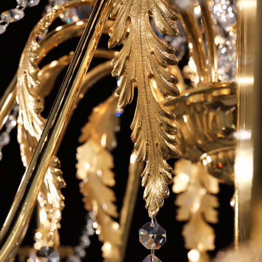 Large Italian Gold Plated Swarovski Crystal Chandelier