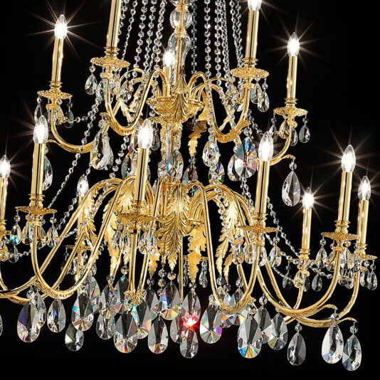 Large Italian Gold Plated Swarovski Crystal Chandelier