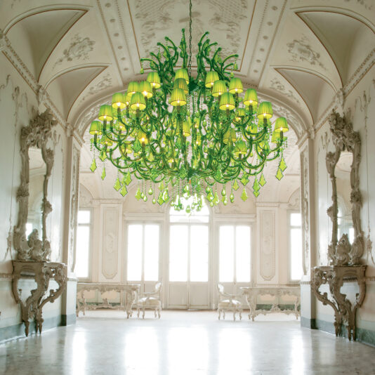 Large Italian Lime Green Chandelier Large Italian Lime Green Chandelier