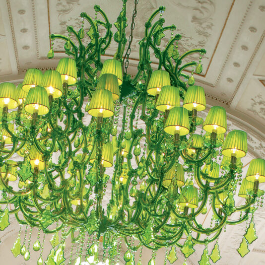 Large Italian Lime Green Chandelier Large Italian Lime Green Chandelier