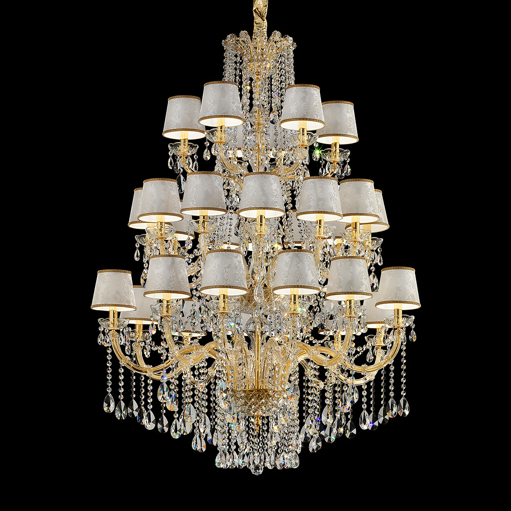 Large Italian Tiered Gold Plated Chandelier