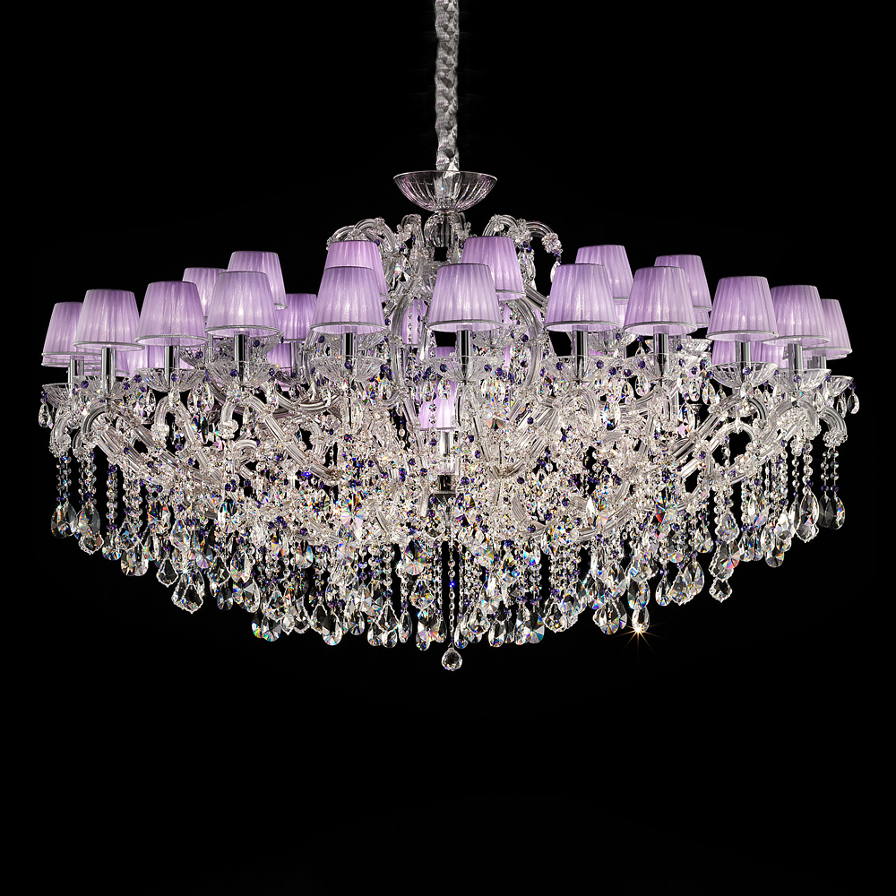 Large Lilac Crystal Glass Chandelier