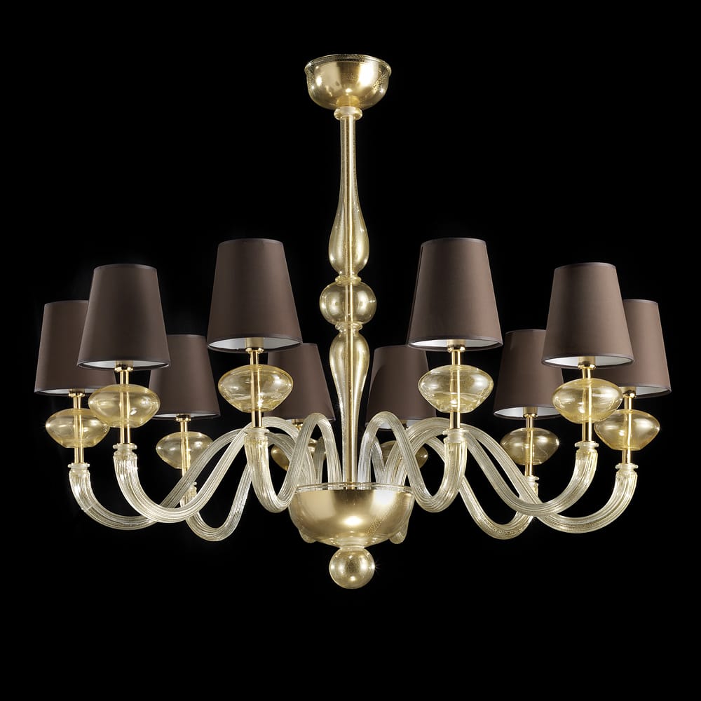 Large Modern Italian Handcrafted Gold-Plated Chandelier
