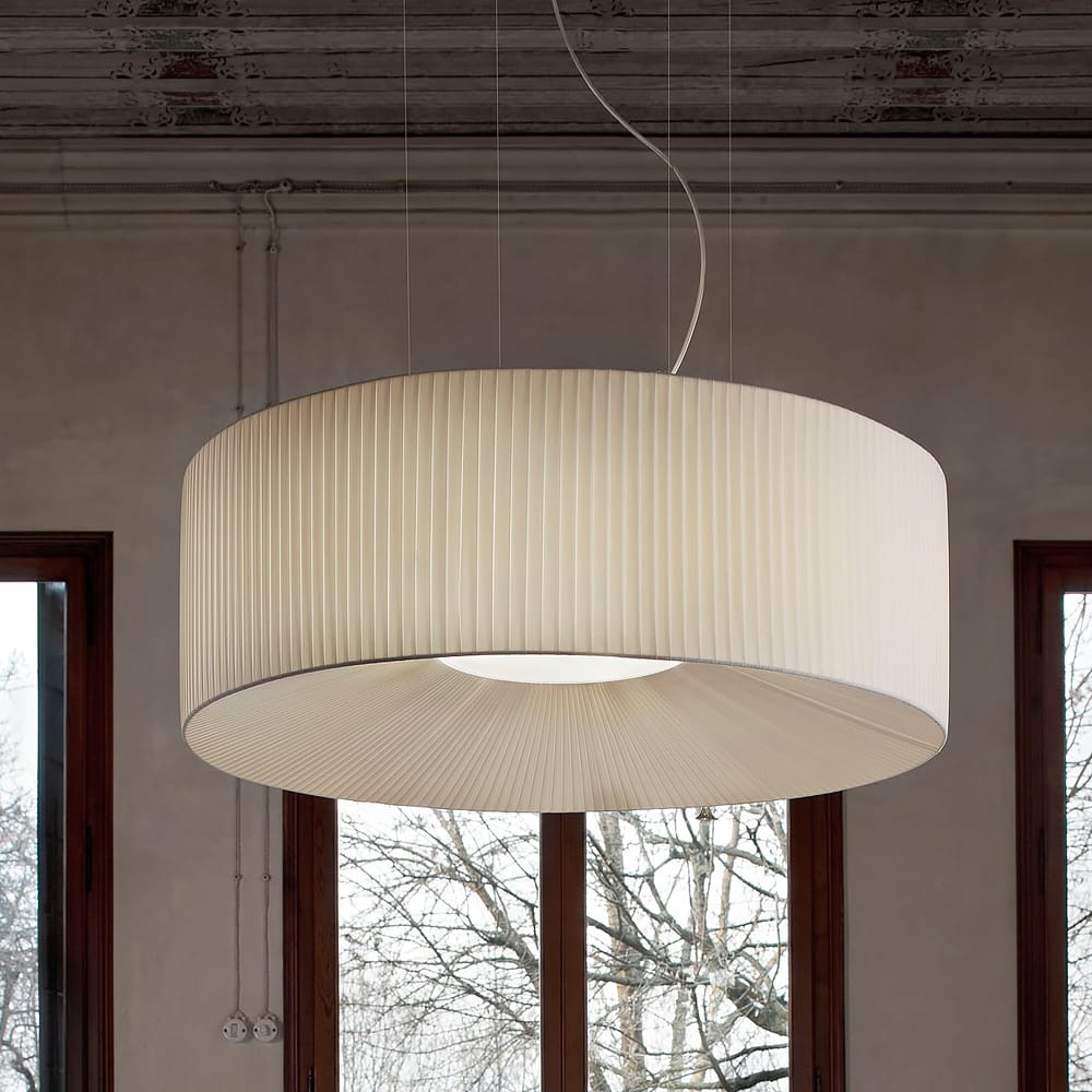 Large Modern Round Ivory Ceiling Light