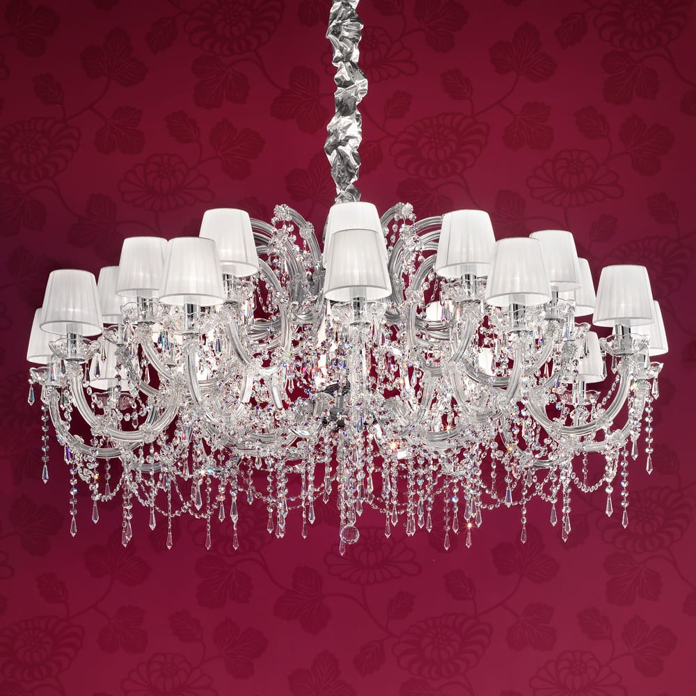 Large Pure White Crystal Chandelier