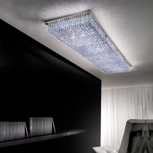 Large Rectangular Modern Crystal Ceiling Chandelier