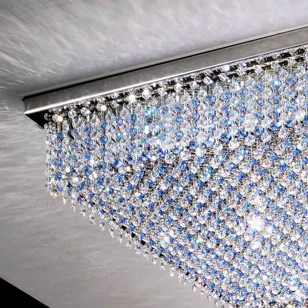 Large Rectangular Modern Crystal Ceiling Chandelier