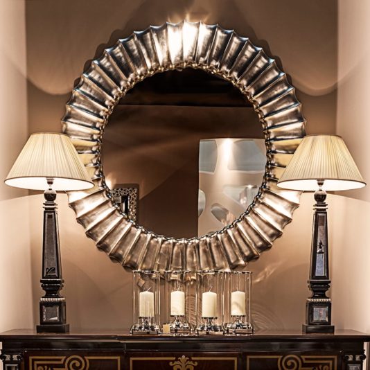 Large Round Silver Designer Mirror