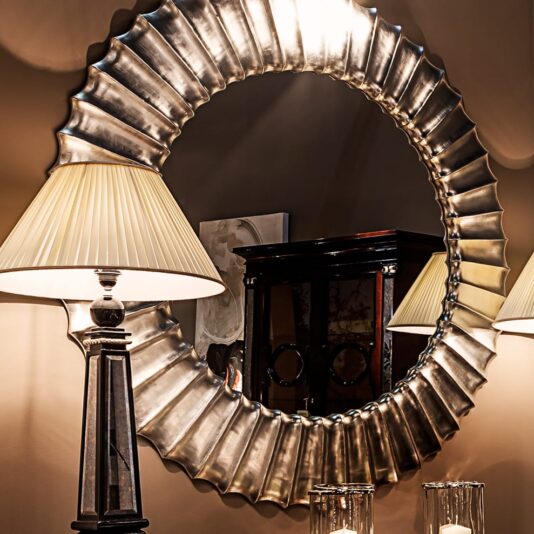 Large Round Silver Designer Mirror Large Round Silver Designer Mirror
