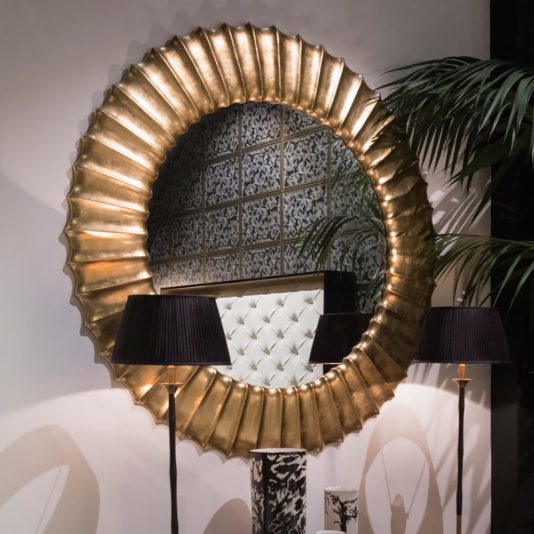 Large Round Gold Designer Mirror