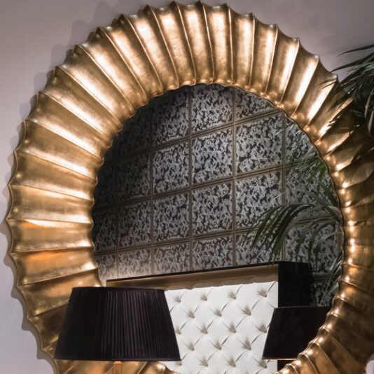 Large Round Gold Designer Mirror